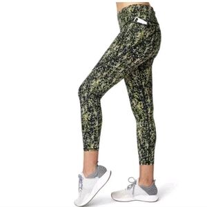 Sweaty Betty The Power 7/8 Length Athletic Leggings Green Yellow Abstract XS